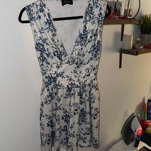 Cider White and Blue Floral Jumpsuit